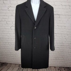 Michael Kors Black Wool Blend Classic Buttoned Inner Pockets Over Coat Size 38R